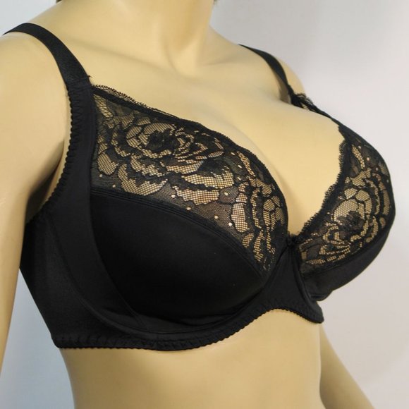 Milavitsa Other - Milavitsa Full Figure Underwire Bra with Roses & Lace Size 42D Black